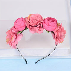 Pink Simulation Flower Ladies Headband Bride Bridesmaid Wedding