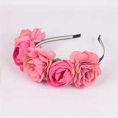 Pink Simulation Flower Ladies Headband Bride Bridesmaid Wedding