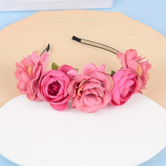 Pink Simulation Flower Ladies Headband Bride Bridesmaid Wedding