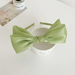 Silky Double Bow Headband Sweet Headdress Hair Band for Women Girls