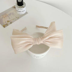 Silky Double Bow Headband Sweet Headdress Hair Band for Women Girls