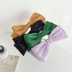Silky Double Bow Headband Sweet Headdress Hair Band for Women Girls