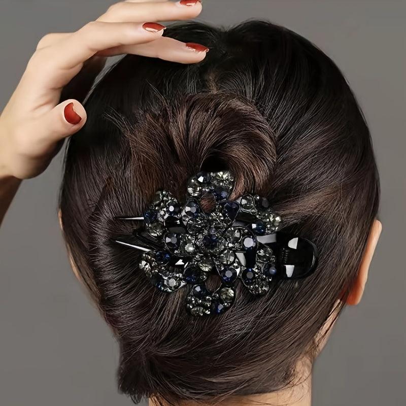 Plum Resin Rhinestone Clip Duck Clip Women Barrettes