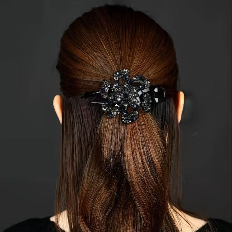 Plum Resin Rhinestone Clip Duck Clip Women Barrettes