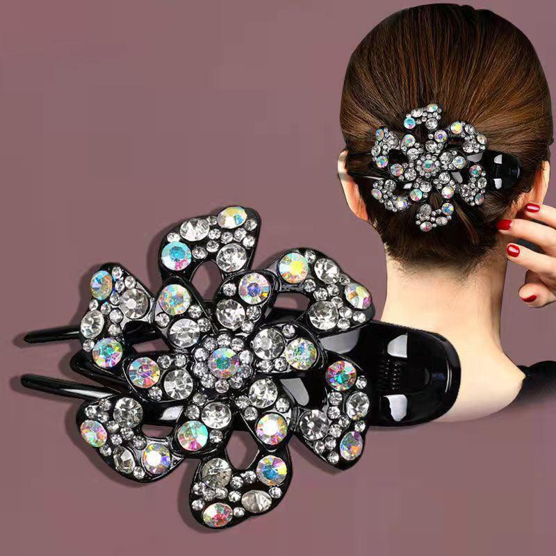 Plum Resin Rhinestone Clip Duck Clip Women Barrettes