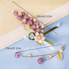 Lily Flower Hairpin Floral Hairpin Cheongsam Hair Accessories With Tassel