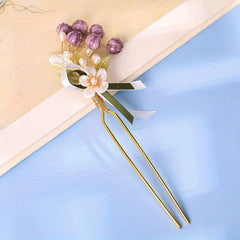 Lily Flower Hairpin Floral Hairpin Cheongsam Hair Accessories With Tassel