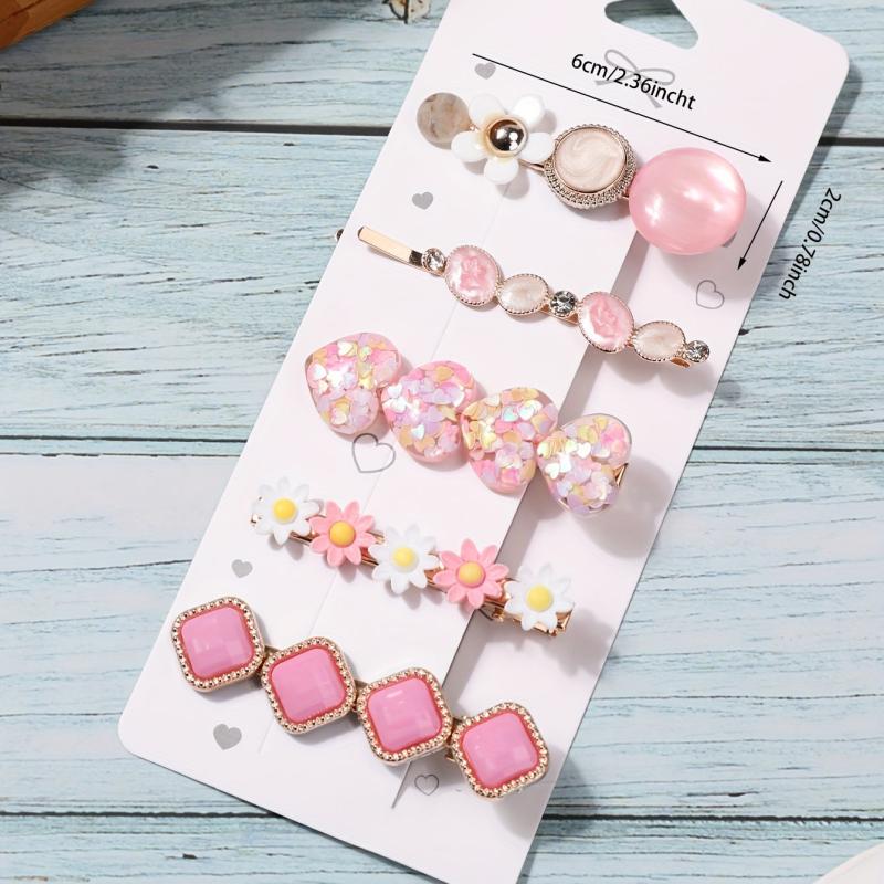 Sequin Heart Flower Hair Clip Resin Bobby Pin Hair Barrette Dopamine Charm