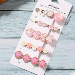Sequin Heart Flower Hair Clip Resin Bobby Pin Hair Barrette Dopamine Charm