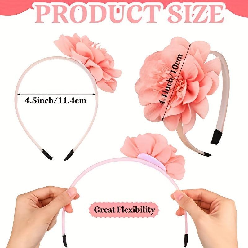 Chiffon Flower Decor Headband Colorful Head Hoop Headdress Elastic Headwear