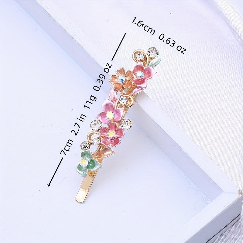 Rhinestone Flower Bobby Pin Head Jewelry Side Clip Hair Accessory