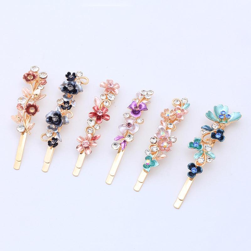 Rhinestone Flower Bobby Pin Head Jewelry Side Clip Hair Accessory