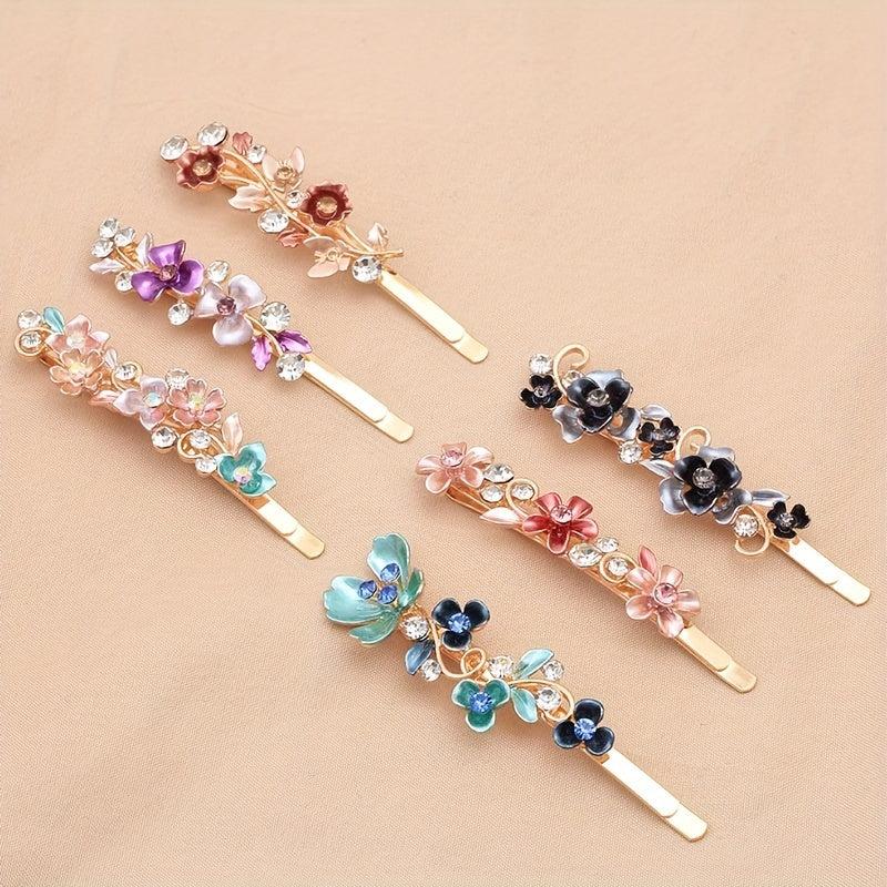 Rhinestone Flower Bobby Pin Head Jewelry Side Clip Hair Accessory