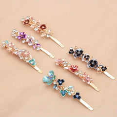 Rhinestone Flower Bobby Pin Head Jewelry Side Clip Hair Accessory