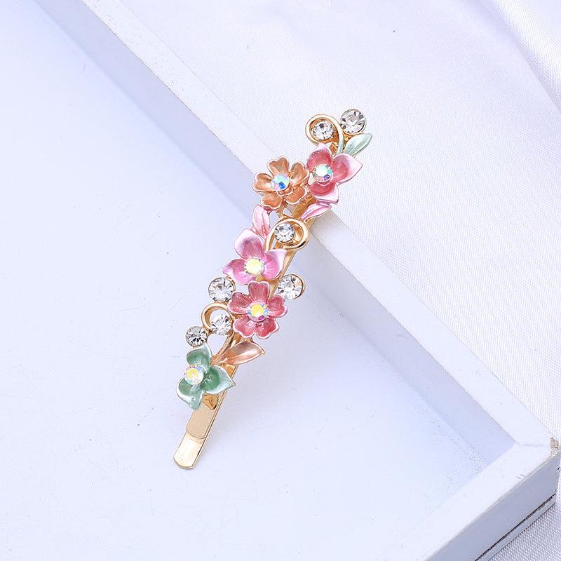 Rhinestone Flower Bobby Pin Head Jewelry Side Clip Hair Accessory