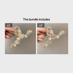 Golden Butterfly Hair Clips Strong Hold Flower Hair Clamps