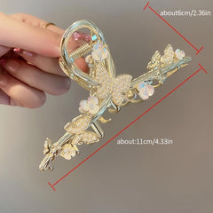 Golden Butterfly Hair Clips Strong Hold Flower Hair Clamps