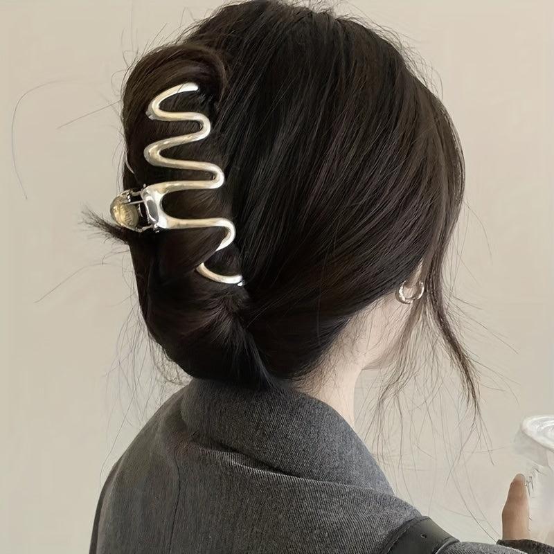 Large Silver Hair Clip for Women, Back Head Hair Accessory