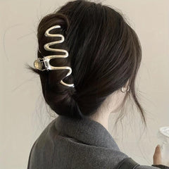 Large Silver Hair Clip for Women, Back Head Hair Accessory