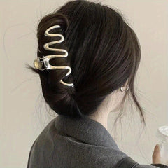 Large Silver Hair Clip for Women, Back Head Hair Accessory
