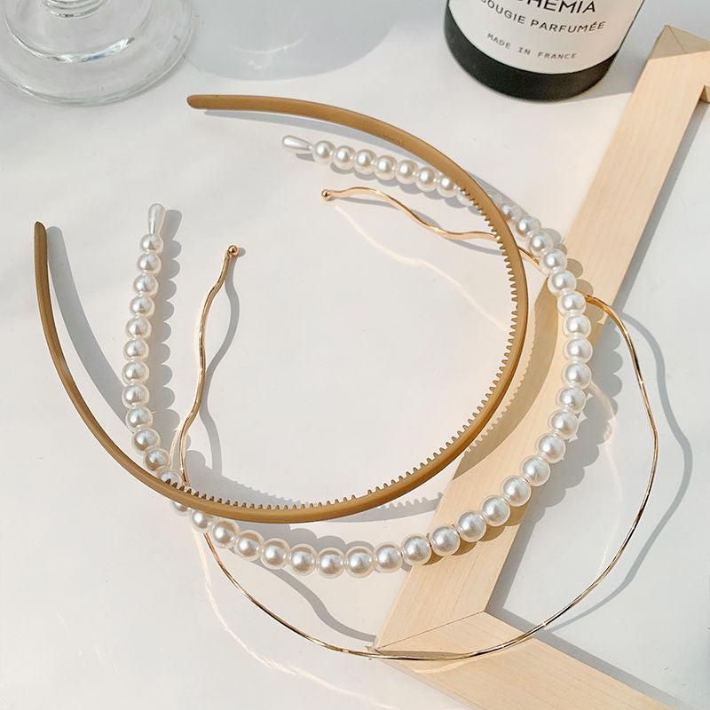 3pcs Faux Pearl Hair Bands & Wave Headband Hair Accessories Set