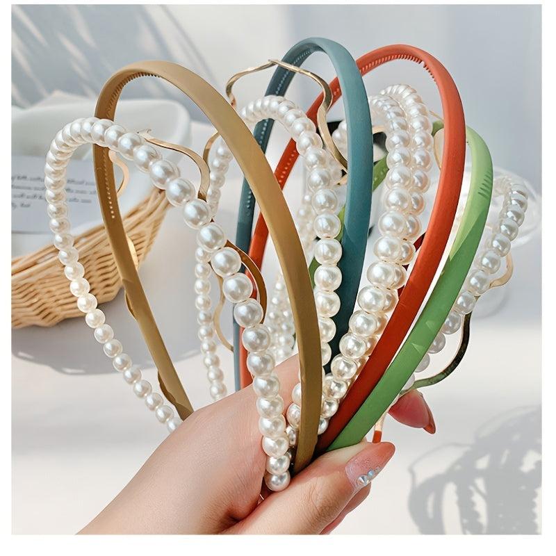 3pcs Faux Pearl Hair Bands & Wave Headband Hair Accessories Set