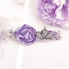 Crown Flower Hair Clip French Barrette Rhinestone Non Slip Hair Decoration