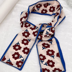 Colorful Printed Silk Scarf Headband Bow Ribbons Hair Ties
