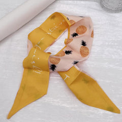 Colorful Printed Silk Scarf Headband Bow Ribbons Hair Ties
