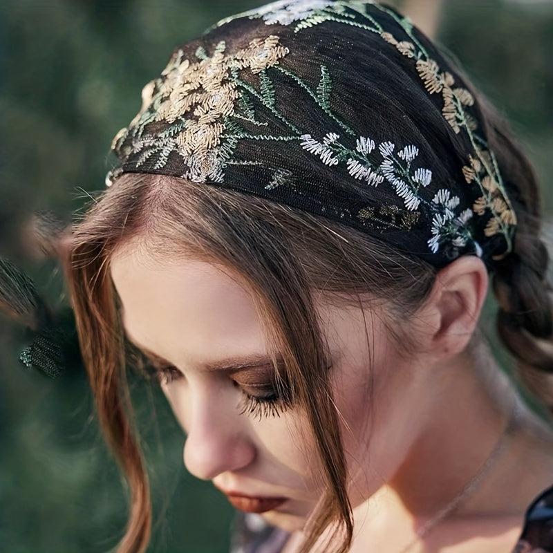 Flower Lace Headband Embroidered Hair Band Wide Brimmed Headband