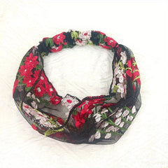 Flower Lace Headband Embroidered Hair Band Wide Brimmed Headband
