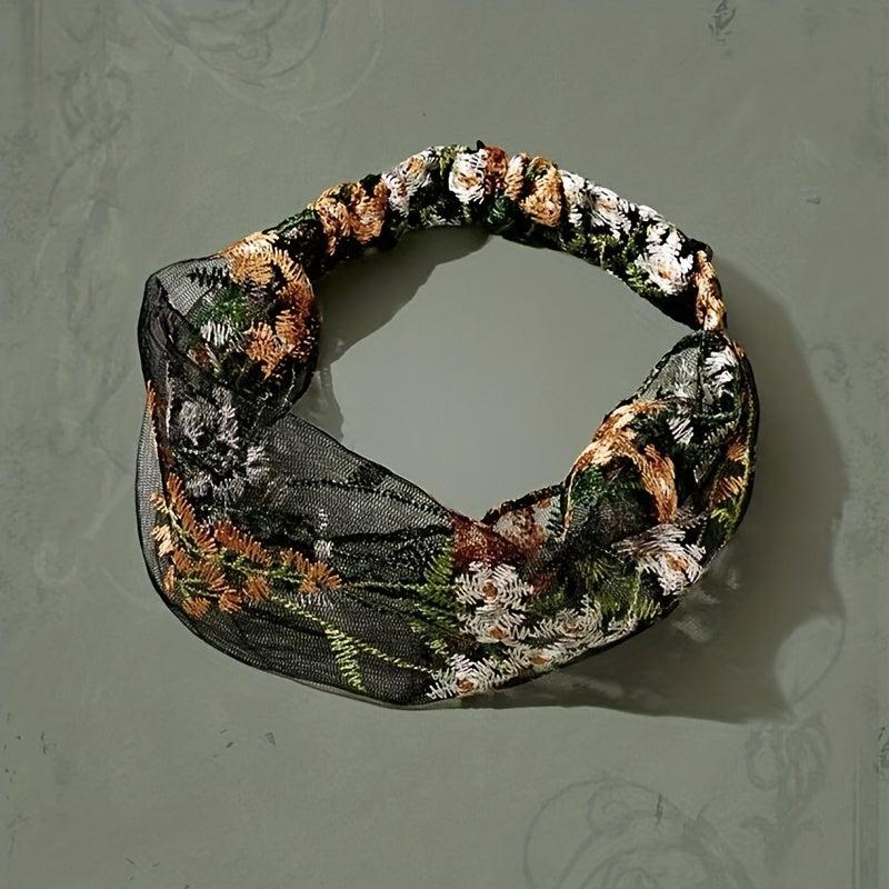 Flower Lace Headband Embroidered Hair Band Wide Brimmed Headband