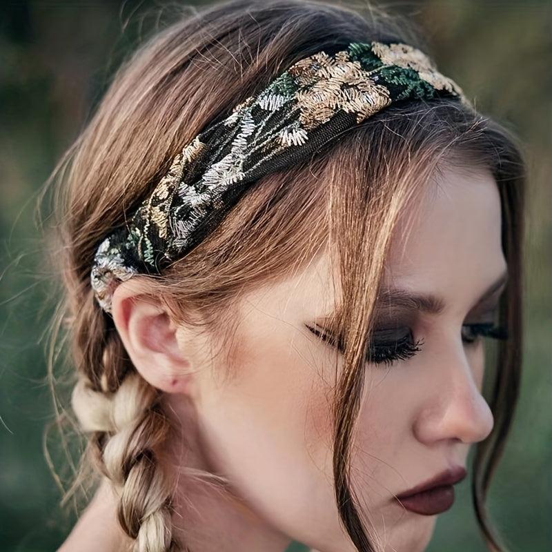Flower Lace Headband Embroidered Hair Band Wide Brimmed Headband