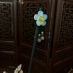 Flower Wooden Hair Pin Retro Hair Stick Resin Hair Bun Maker Non Slip Hair Decor
