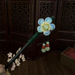 Flower Wooden Hair Pin Retro Hair Stick Resin Hair Bun Maker Non Slip Hair Decor