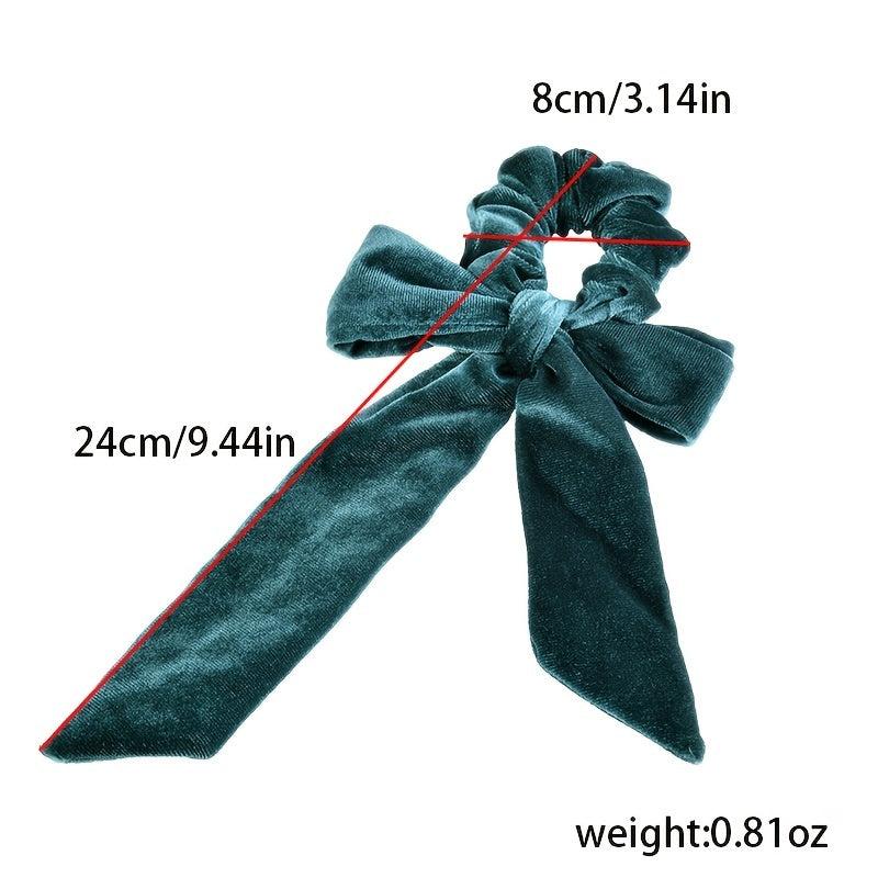 Velvet Long Tail Scarf Scrunchie Bow Knot Elastic Hair Tie Head Rope Hair Access