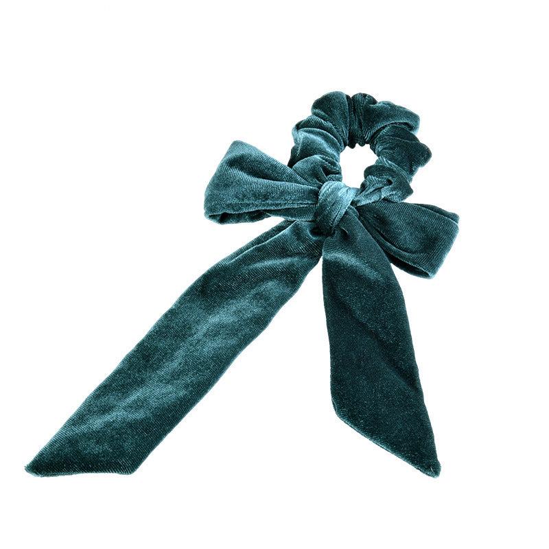Velvet Long Tail Scarf Scrunchie Bow Knot Elastic Hair Tie Head Rope Hair Access