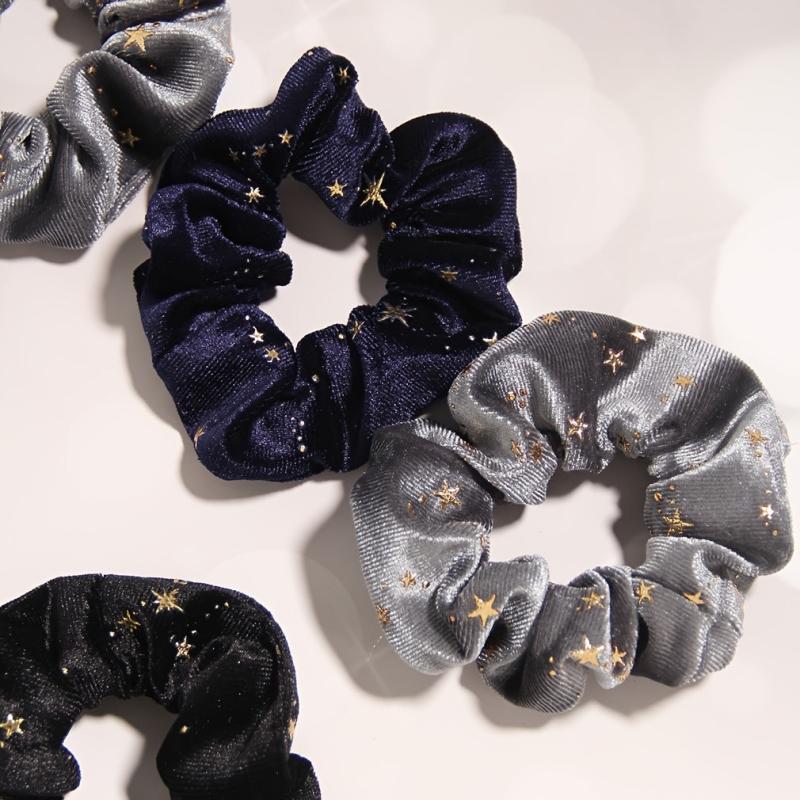 6pcs Velvet Star Scrunchies Golden Star Celestial Scrunchie