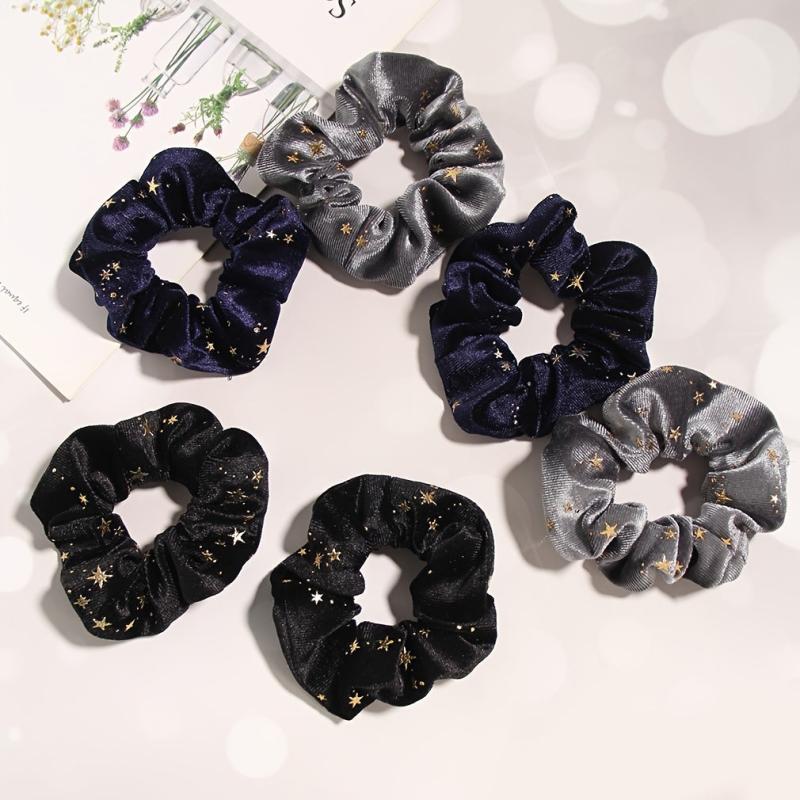 6pcs Velvet Star Scrunchies Golden Star Celestial Scrunchie