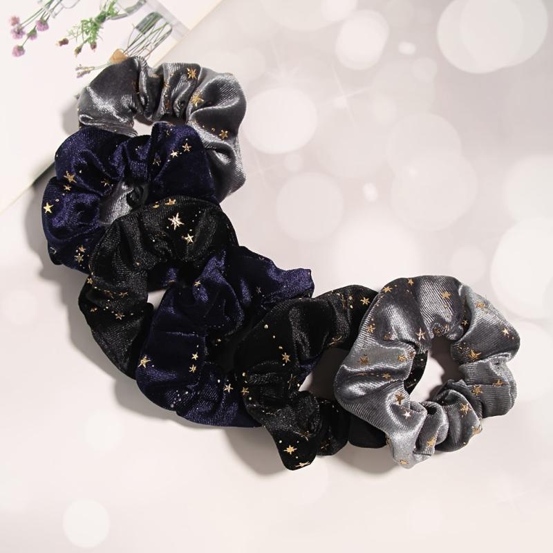 6pcs Velvet Star Scrunchies Golden Star Celestial Scrunchie