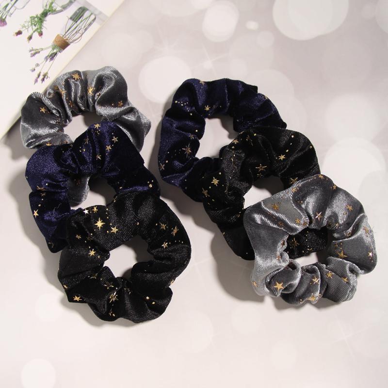 6pcs Velvet Star Scrunchies Golden Star Celestial Scrunchie