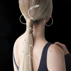 Rhinestone Hair Chains Punk Snake Shape Tassel Hair Clips