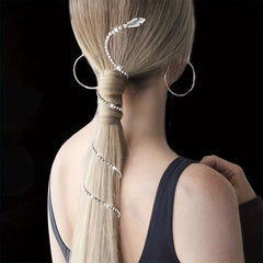 Rhinestone Hair Chains Punk Snake Shape Tassel Hair Clips