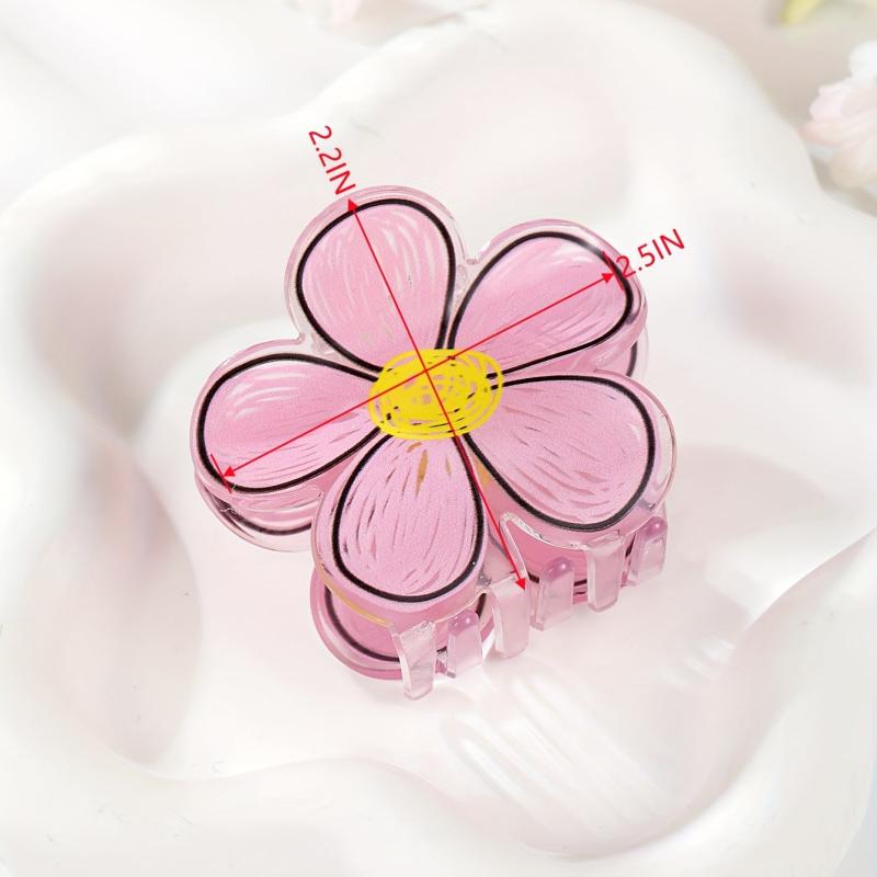 Graphic Flower Hair Claw Acrylic Banana Clip Hairgrip Non Slip Hair Accessory