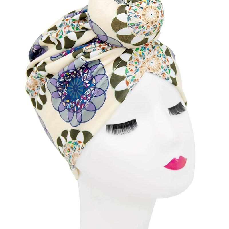 Bohemia Geometric Pattern Turban Head Wrap Cap for Women Girls