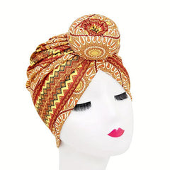 Bohemia Geometric Pattern Turban Head Wrap Cap for Women Girls