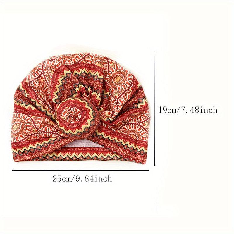 Bohemia Geometric Pattern Turban Head Wrap Cap for Women Girls