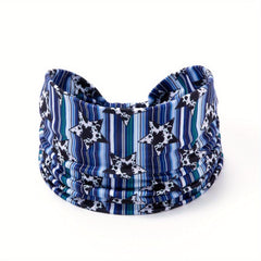 Boho Striped Print Headband Star Sports Sweatband Knot Bandana