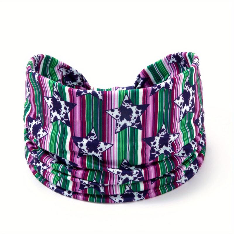 Boho Striped Print Headband Star Sports Sweatband Knot Bandana