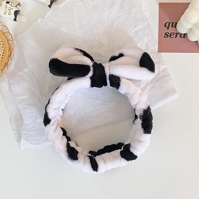 2pcs Stereo Cow Beaded Strap Mock Headband Makeup Headband